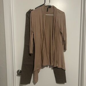work/office combo TAN waterfall 3/4 cardigan and ankle pant